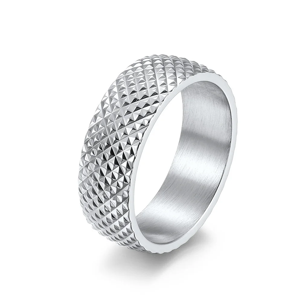 Geometrischer, facettierter Unisex-Schmuck für Männer und Frauen, Titanstahl, Diamantschliff, Band, moderner, minimalistischer Hochzeitsversprechensring, Größen 5–13