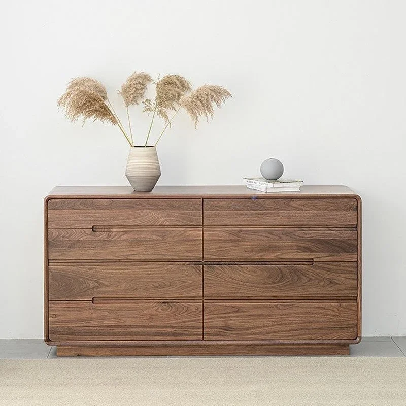 North American black walnut eight-bucket cabinet, simple and modern pure solid wood drawer cabinet