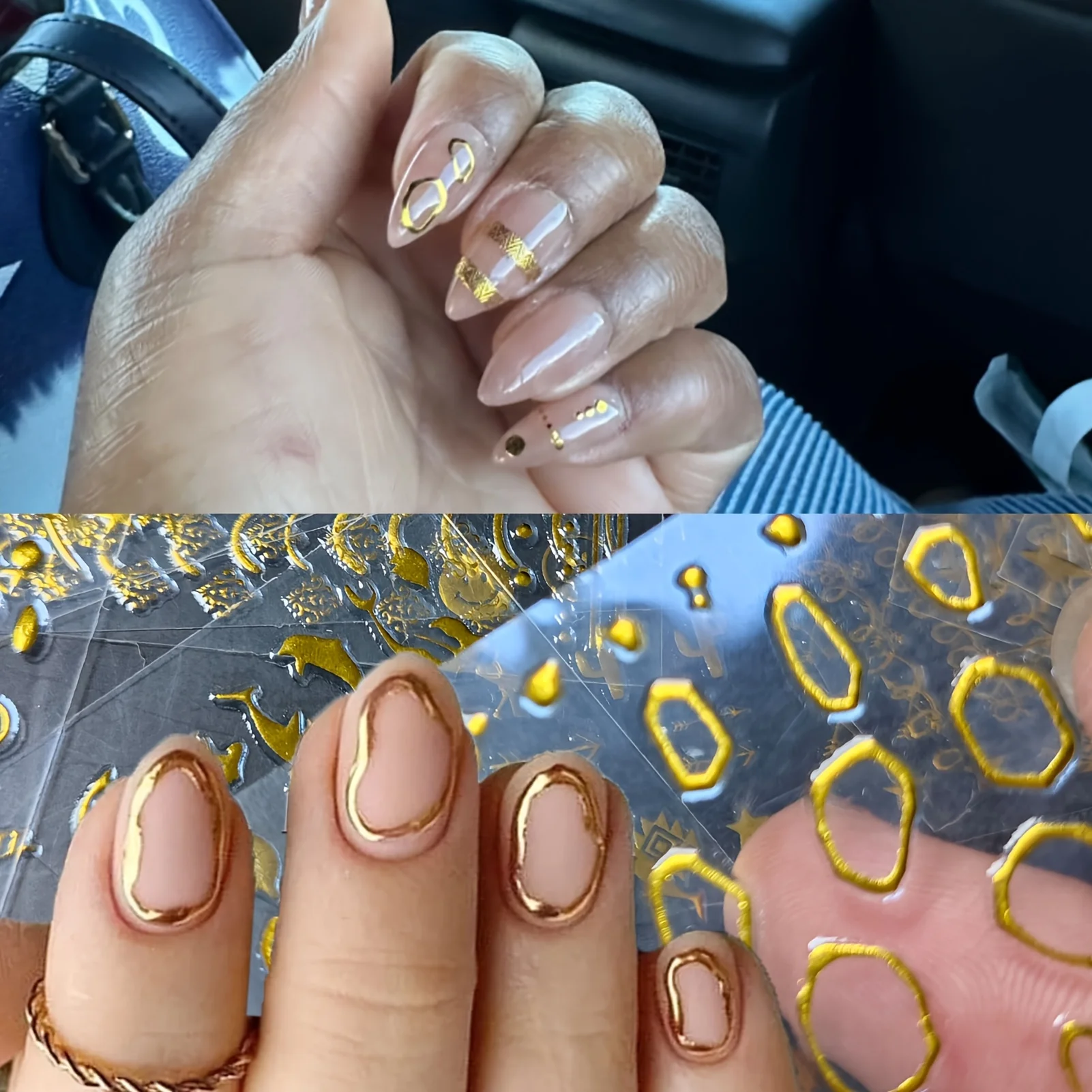 30枚入りゴールデンネイルステッカーセット、星、月、ハート、雪の結晶、ドット、ダイヤモンド、幾何学模様のネイルアートデカールが含まれています。