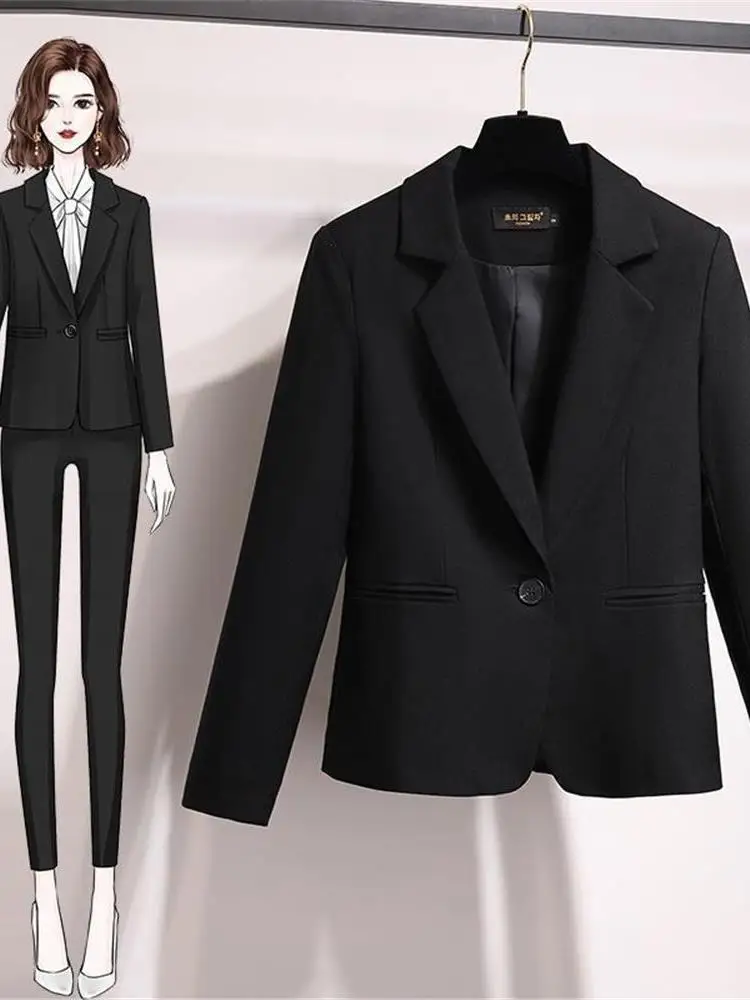 Bla Slim Fit Casual Sle Women's ort Suit Jaet Spring Autumn New Arrival Ele Faionable Office Wear Long Sve