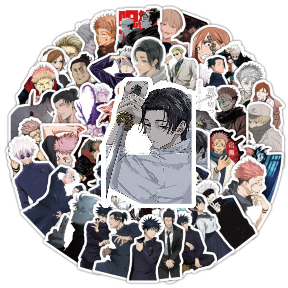 100/50 قطعة أنيمي جديد Jujutsu Kaisen الكتابة على الجدران ملصقات للدراجات اليد حساب مقلمة الشارات #5