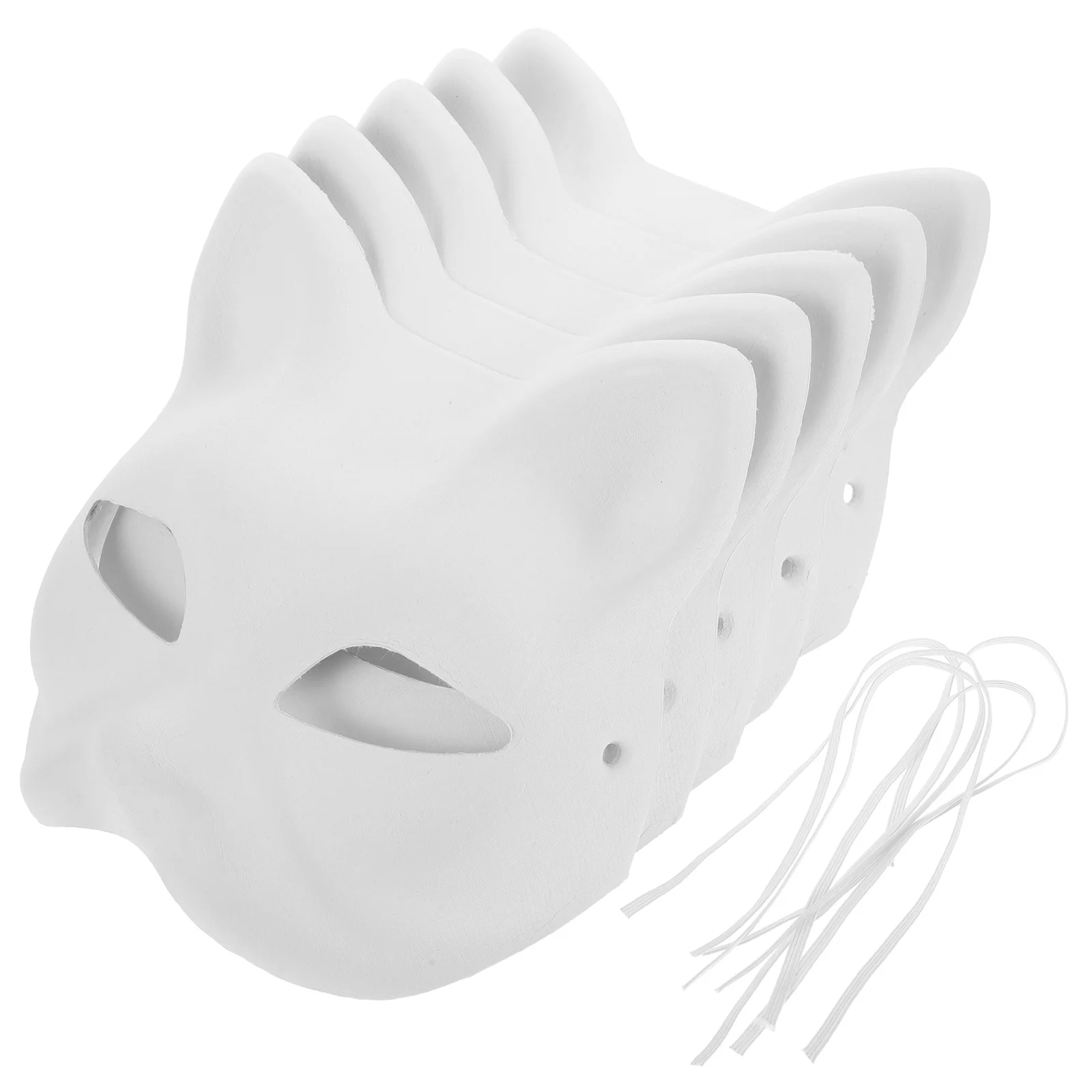 

5Pcs Cat Face Blank DIY Paintable Mask Lightweight Eco Material Masquerade Mardi Gras Costume Accessory Cat Face Mask