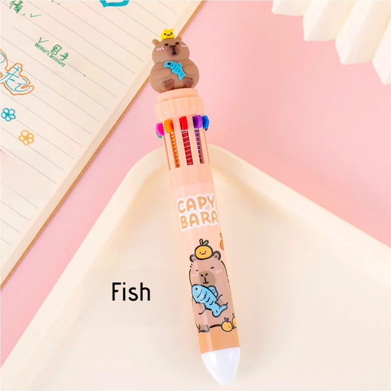 Kawaii Capybara 10-Color قلم حبر جاف لطيف الكرتون قلم حبر جاف اللوازم المكتبية المدرسية طالب القرطاسية الهدايا