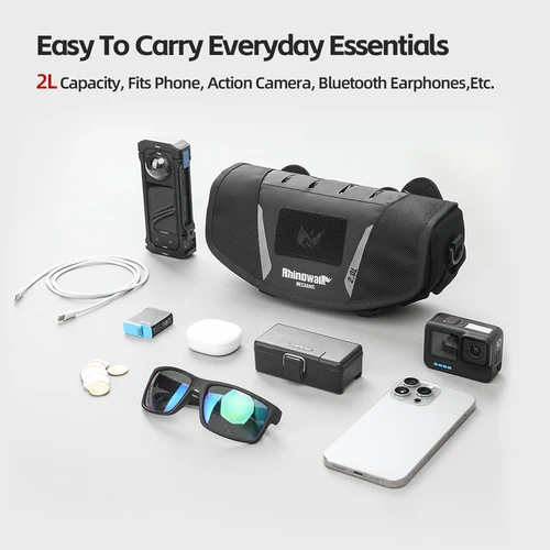 Imagen 2 del producto Rhinowalk-Bolsa Universal para manillar de motocicleta, 2L, con sistema Molle, bolso de hombro de viaje para ciclismo, bolsa de almacenamiento, accesorios para motocicleta