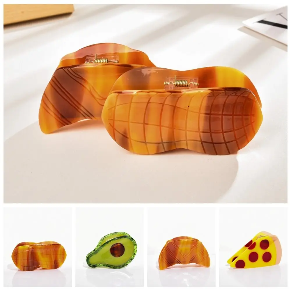 Cheese Pizza Food Acetic Acid Hair Claw Croissant Hair Clip Avocado Hair Claw Headwear Hairpin Peanut Shark Clip Streetwear