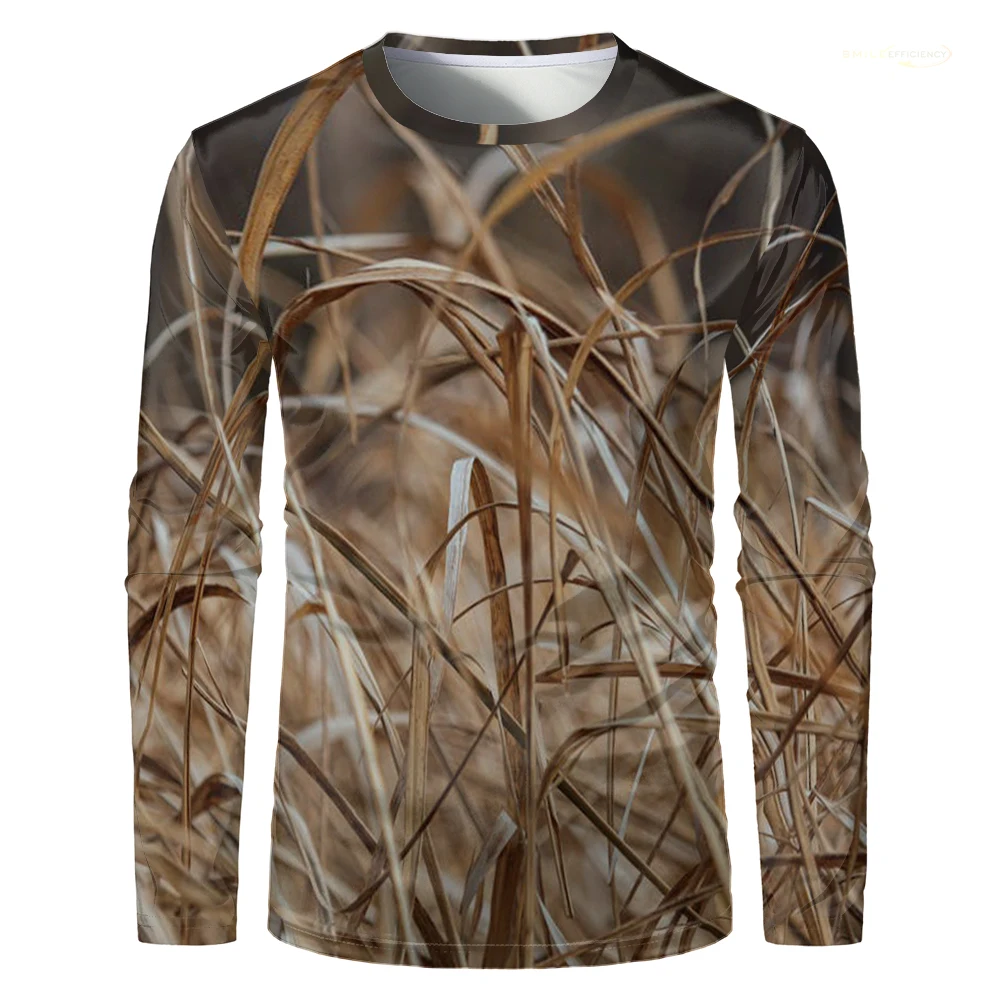 Forest Hunting Men Long Sleeve T-shirt Camouflage Tactical Training Sports T Shirt Outdoor Breathable Hiking Fishing Camping Tee