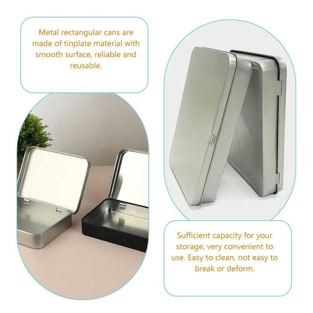 

4Pcs Rectangular Metal Tin Sturdy Tinplate Box Fine Polished Workmanship Large Capacity Storage Can for Home Office Travel