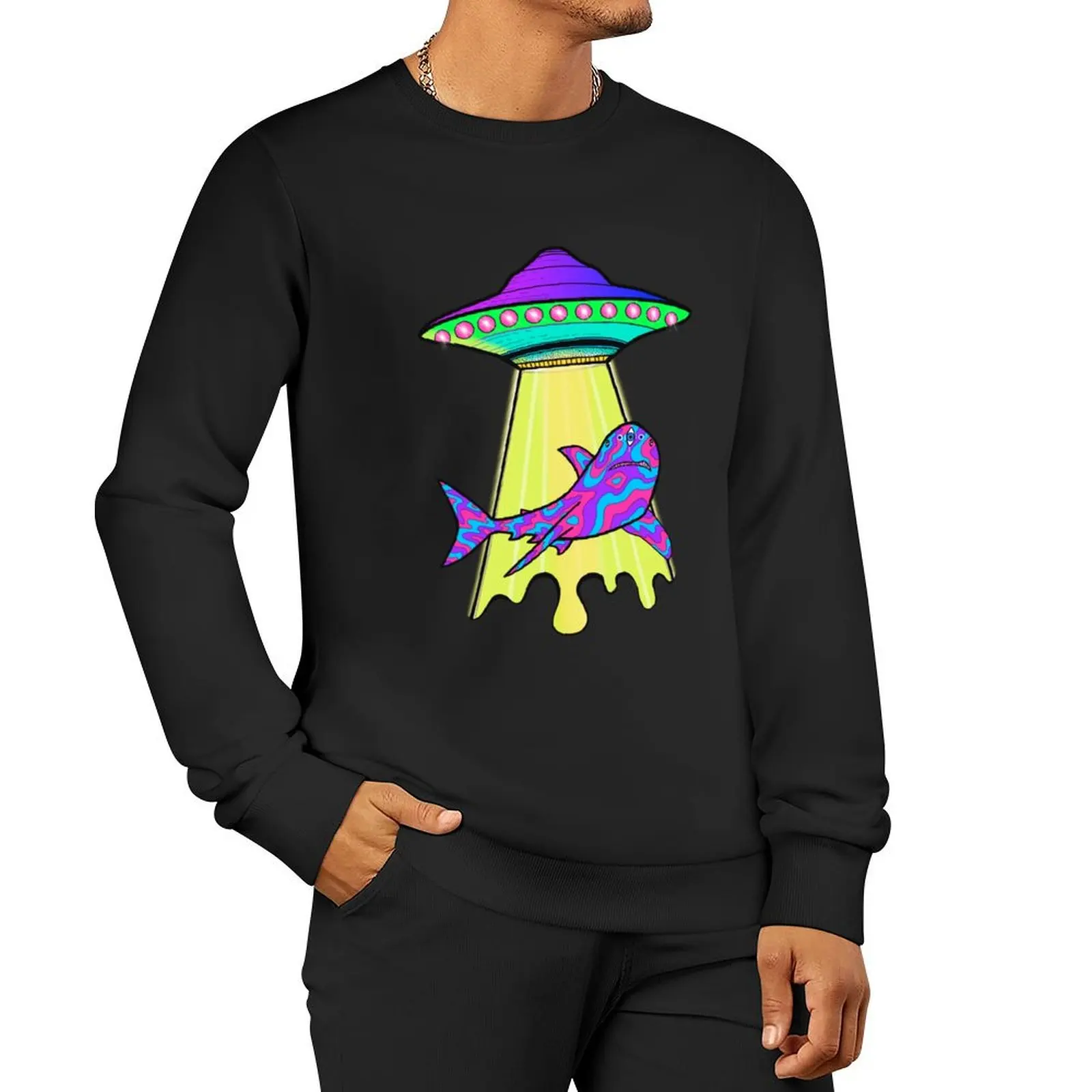 

UFO shark Pullover Hoodie korean style clothes mens designer clothes mens clothes autumn men sweatshirt