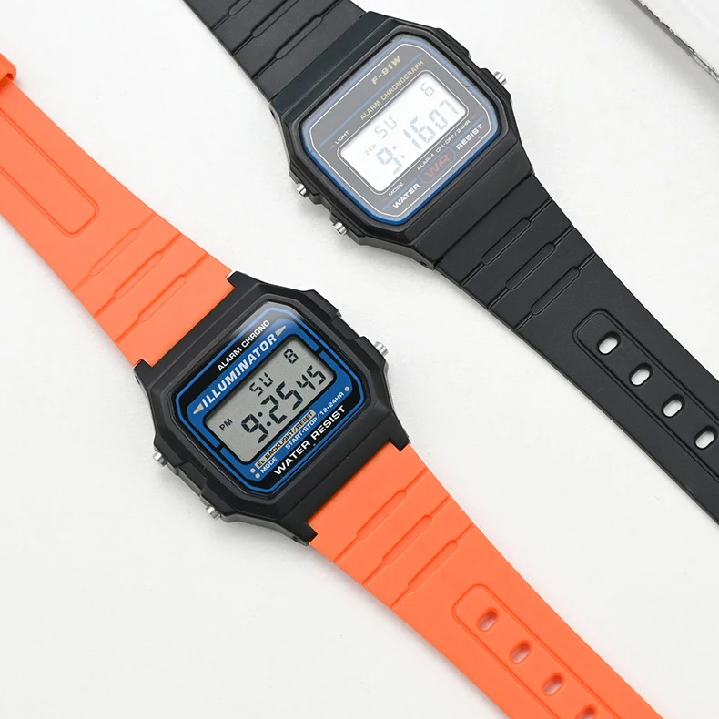 الراتنج حزام ل كاسيو F-91W F-84 F-105 A158 159 AE-1200 1300 الفولاذ المقاوم للصدأ مشبك الرياضة مقاوم للماء بولي TPU استبدال حزام (استيك) ساعة 18 مللي متر #5