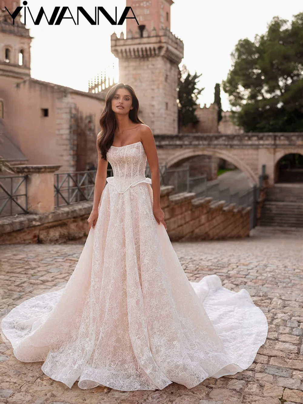 

With Corset Beaded Lace Wedding Dress Opulent Strapless A-line Long Bridal Gown 2026 Customized Classic Dresses For Brider