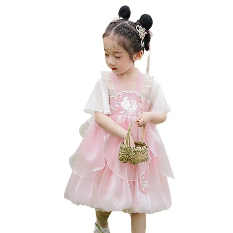 

2024 New Children's Tang Costume National Style Princess Skirt Summer Style Ancient Style Skirt