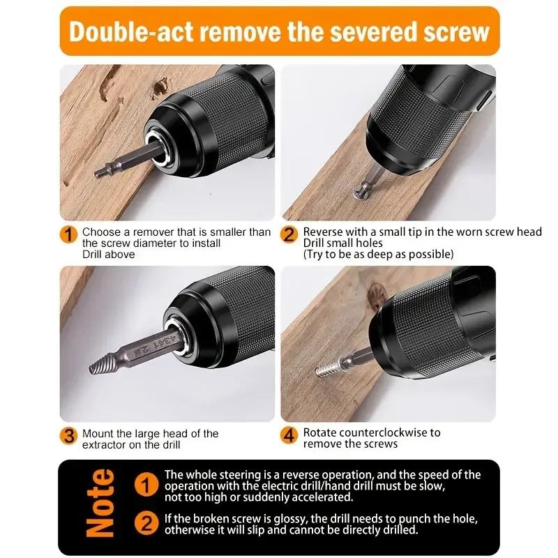Damaged Screw Extractor Set HSS Drill Bit Stripped Broken Remover Small Easily Quickly Take Out Kit Easy Demolition Power Tools