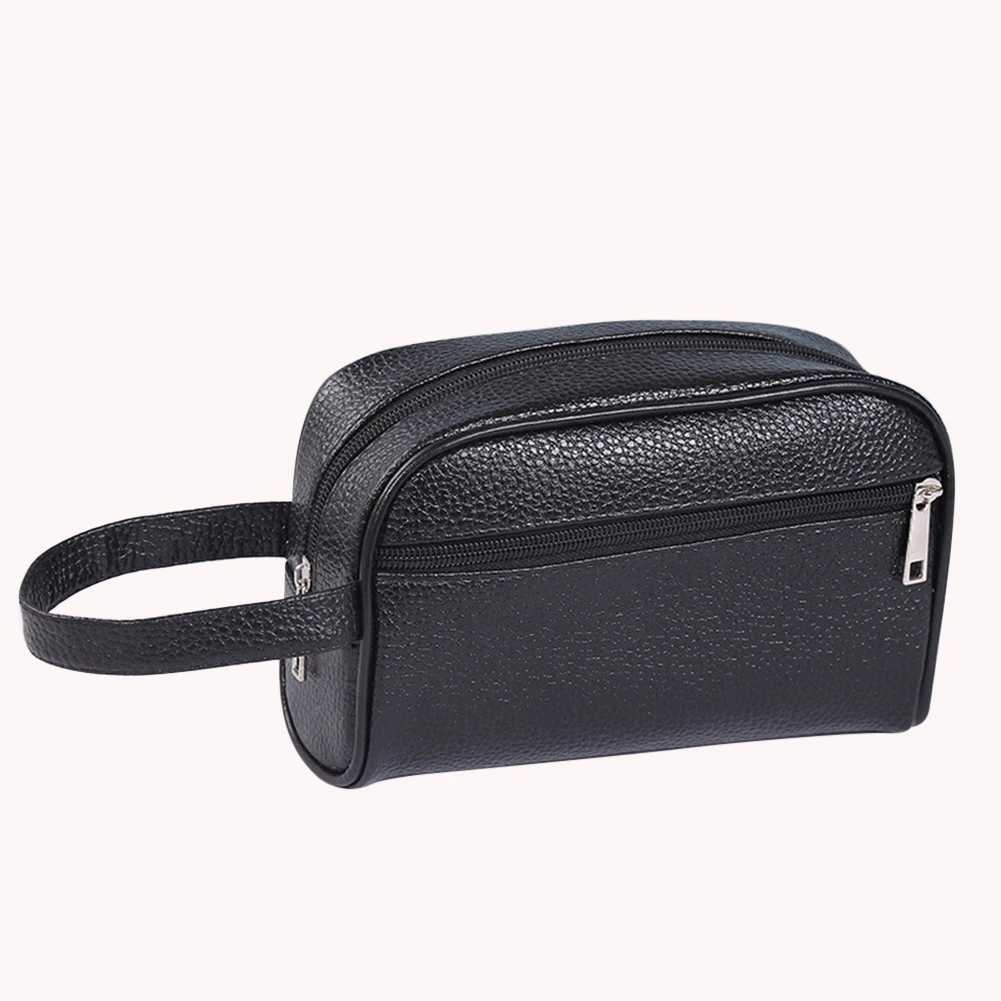 Bolso pequeño de cuero PU para hombre y mujer, cartera Retro de Color sólido para teléfono, muñequera