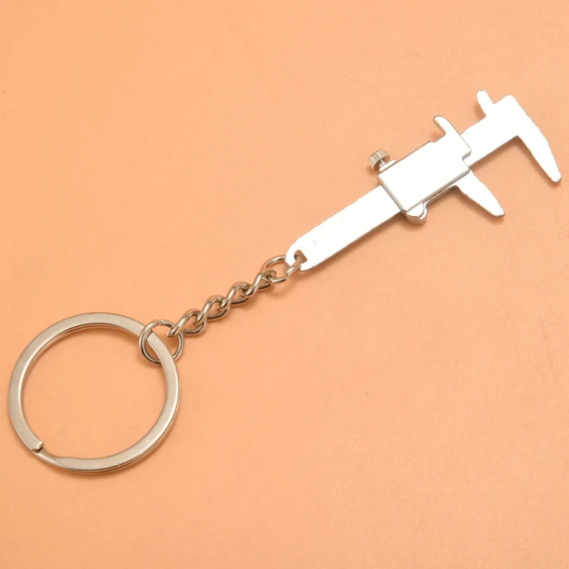 Useful Mini Vernier Caliper Tool Pendant Slider Slides Keyring Key Chain 10CM