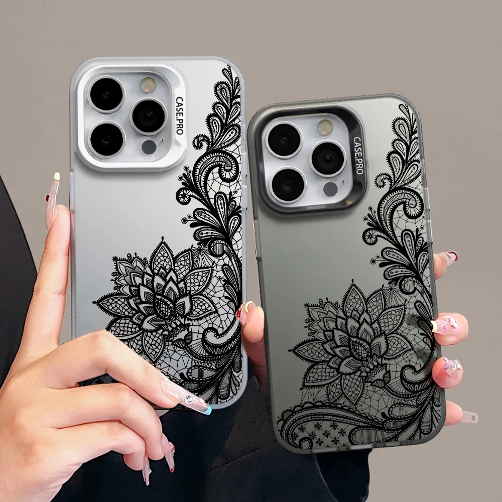 Spitzenblumen-Modehülle für iPhone 16 17 15 Pro Max Hüllen iPhone 17 11 12 13 ProMax 14 15 16 Plus 8 XS XR Stoßfeste IMD-Abdeckung – Detail 5