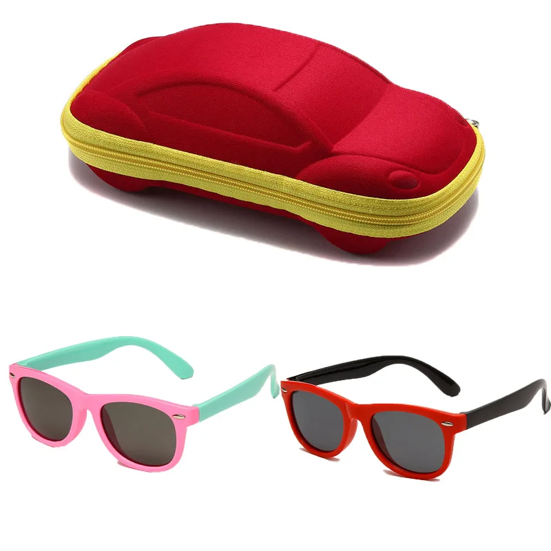 2 Pairs Silicone Sunglasses with Boxs for Boys Girls Soft Portable AC Lens Sun Glasses Cute UV400 Travel Goggle Eyewear Shades