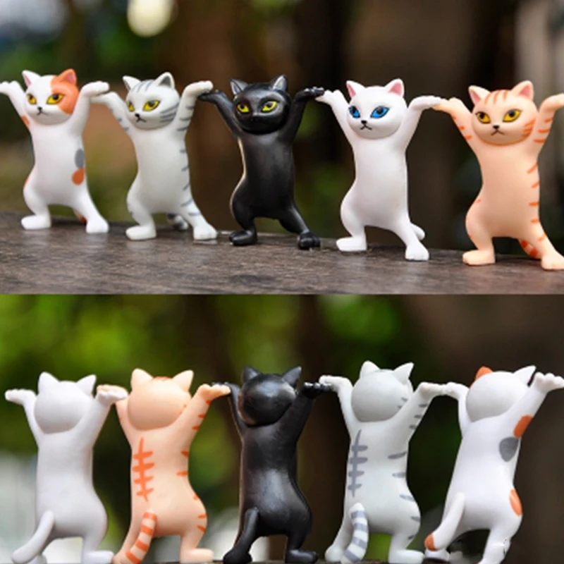 Dancing Cat Action Toy Figures para crianças, ornamentos engraçados, modelo dos desenhos animados, caneta fofa, suporte do fone de ouvido, casa, escritório, adulto, 5pcs