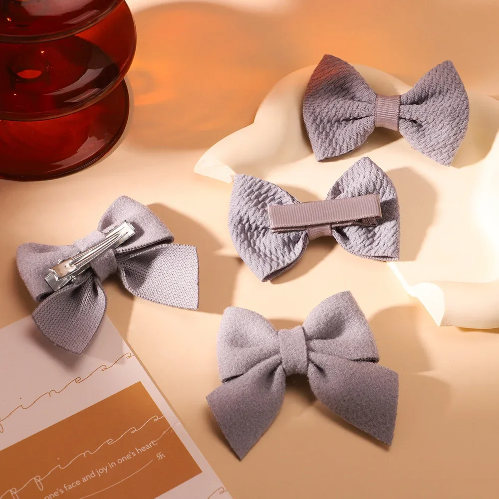 4Pcs Cute Solid Bows Hair Clips for Kids Hairpin Infant Barrettes Handmade Headwear Baby Girl Hair Accessories Gifts Wholesale