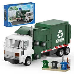 MOC City Garbage Truck Car Building Block Sanitation Transporter Heavy Vehicle High-Tech Trucks Model Brick Kids Toys Xmas Gift