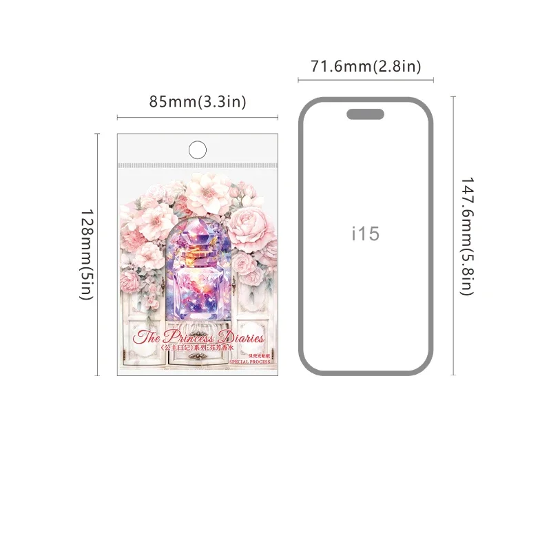 20Sheets Stickers Princess Diary Shell Light Handbook Decorative Material Sticker Collage School Supplies Scrapbook Cut 128*85MM