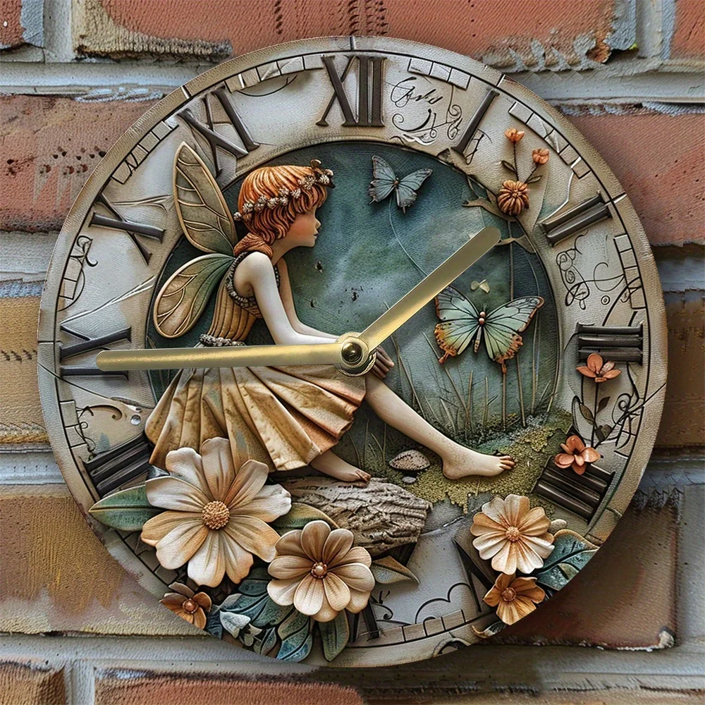 

Wall Clock With Spring Fairy Theme- Perfect For Dorm Decor & Gifts,Diy Design Clock Wall Decor Wall Clocks For Living Room Decor