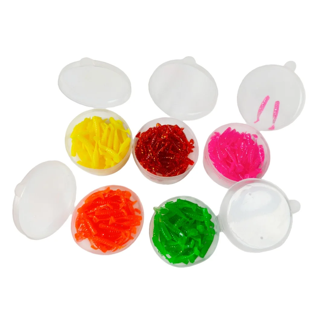 

Swolfy 300Pcs 2.5cm 0.2g T-Tail Fishing Lure Mini Root Fishing Soft Bait Artificial Swimbait Freshwater Saltwater Trout Perch