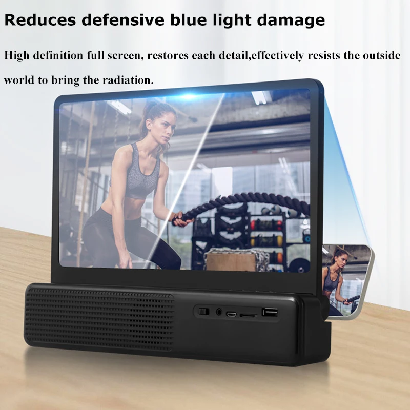 NEW Portable Bluetooth Speaker 12inch HD Phone Screen Amplifier Foldable Rechargeable MP3 Music Player Support TF Card USB Play