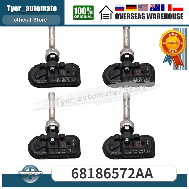 4PCS For 2014-2018 RAM 3500 434 MHZ TPMS Tire Pressure Monitoring Sensor 68186572AA