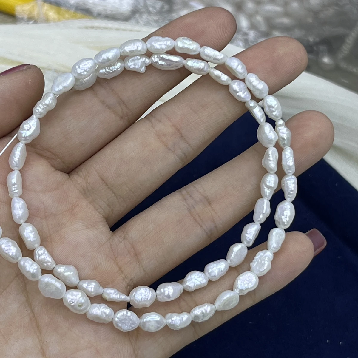 

4-5mm 4A Natural Freshwater Rice-Shaped Irregular Sparkle Pearl Bead Jewelry Make DIY Necklace Bracelet Accessories Gift Wedding