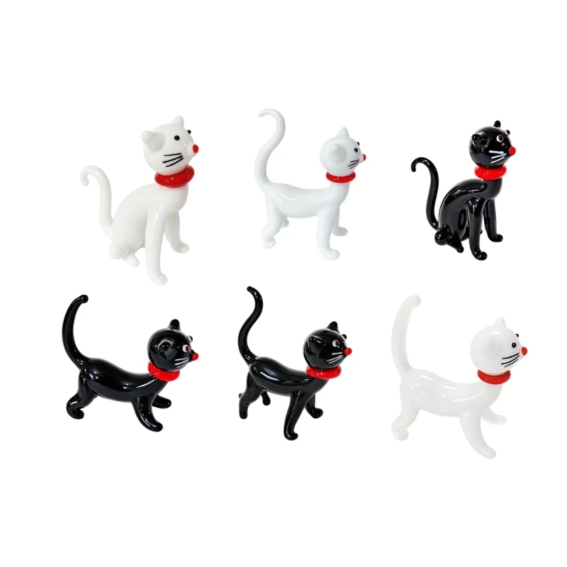 Handmade Glass Cats Accent for Shelves, Desks, and Living Room 55KF