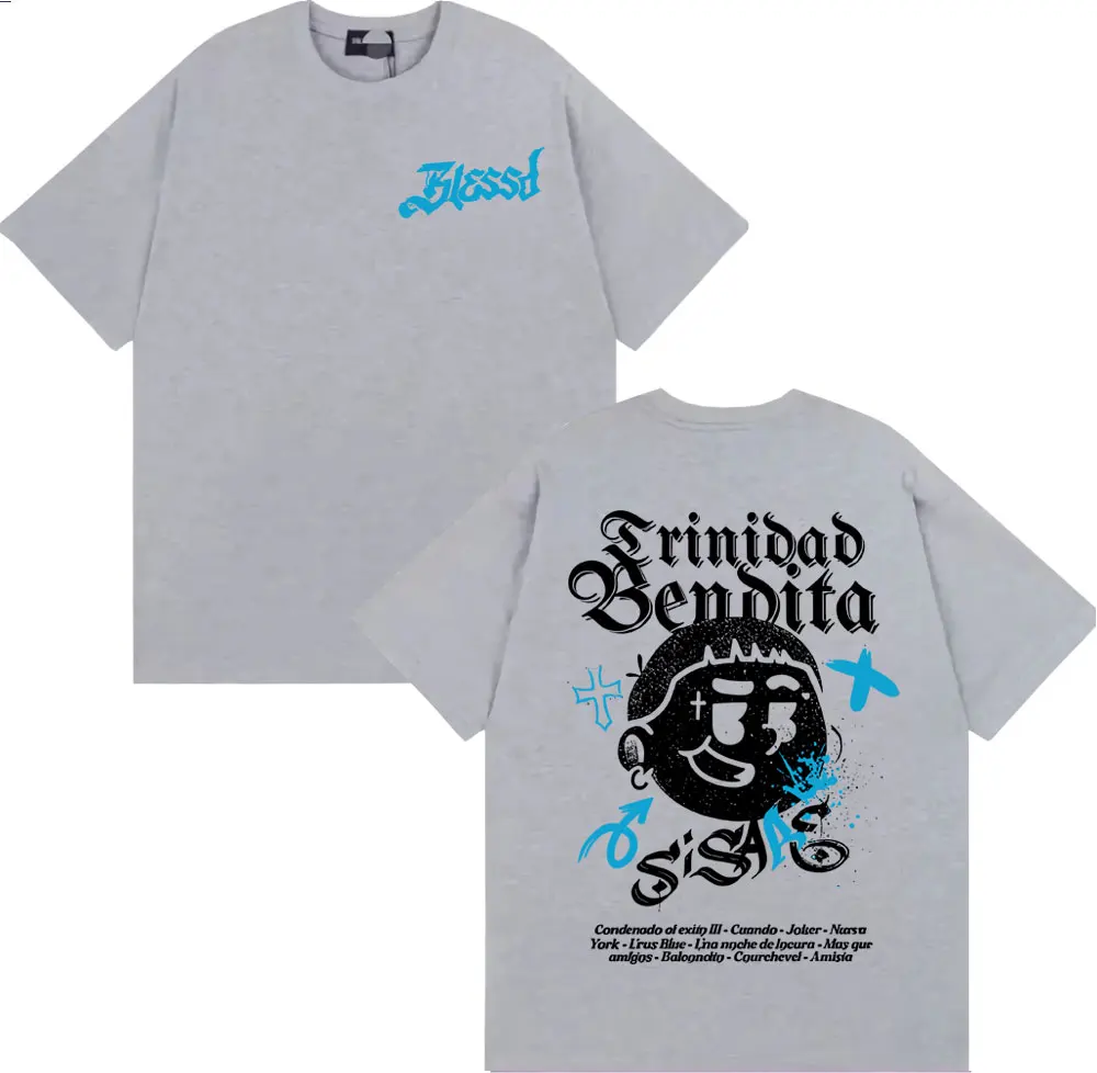 مغني الراب Blessd Si Sabe ألبوم 2025 جولة تي شيرت الرجال النساء موضة عادية 100% تي شيرتات قطن الهيب هوب خمر تي شيرتات قصيرة الاكمام #5