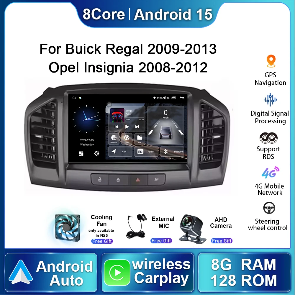 Car Android 15 Radio For Buick Regal 2009-2013  Opel Insignia 2008 - 2012 Multimedia Video Player Intelligent Navigation Carplay