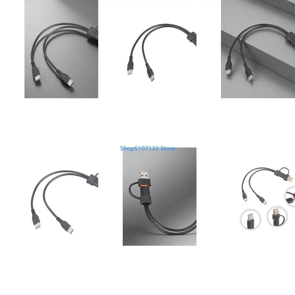 87HD USB C Splitter 1 in 2 Out Charging USB C Data Splitter Extension Cable Type C
