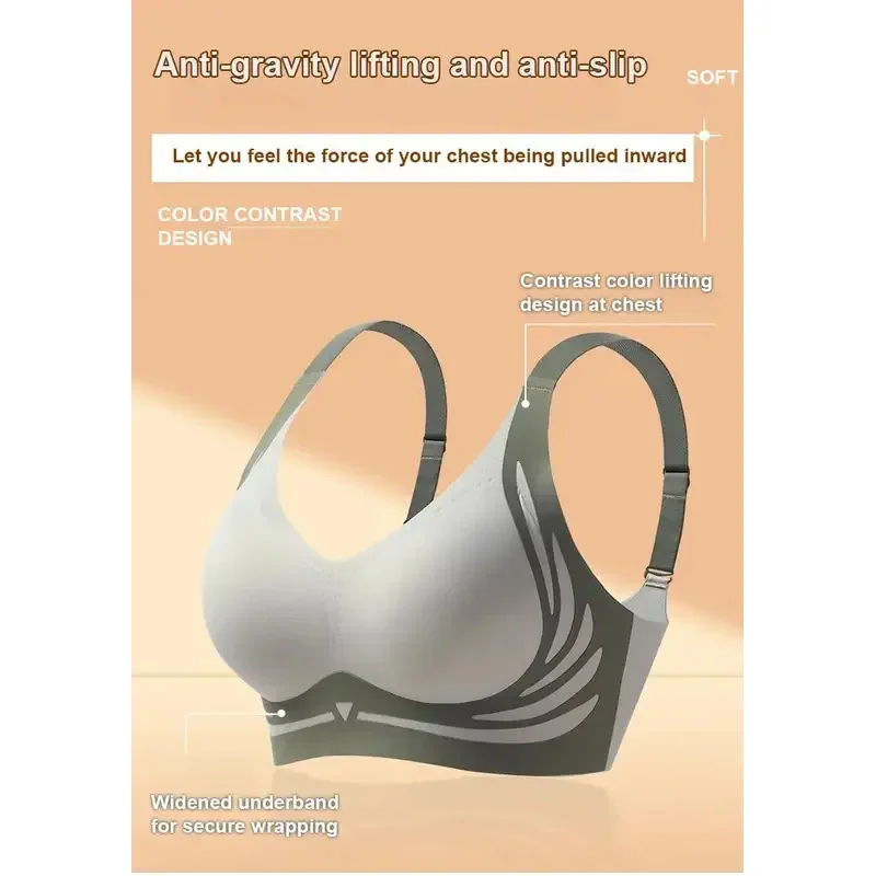 Super Gather Wireless Push-up Bra Women Gathered Up Soft Support Adjustable Underwear Anti-sagging Seamless Lift-up Bra