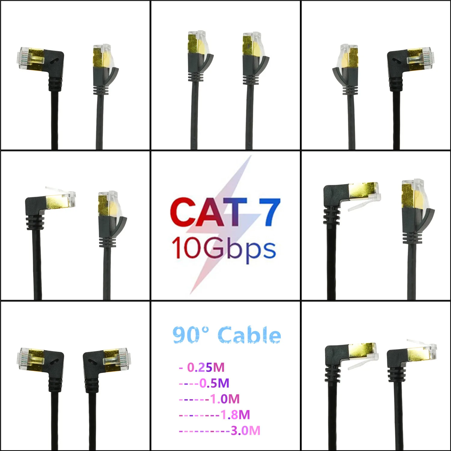 Cat7 Lan Cable UTP RJ45 Network Cable Ethernet Thin Cable RJ 45 for Cat6 Compatible Patch Cord 90 Degree Right Angle