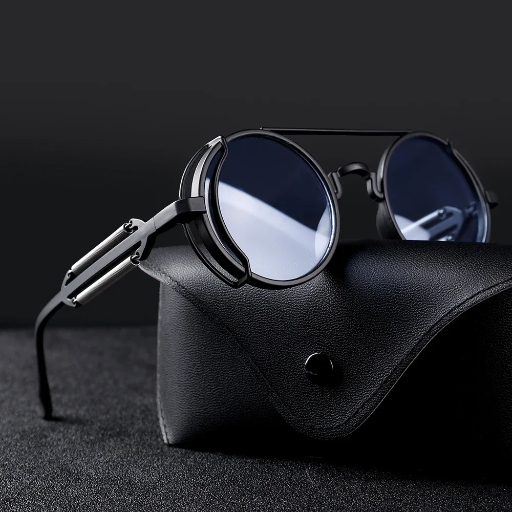 Vintage Punk Round Frame Sunglasses Men Women Glasses Small Lens Brand Designer Sun Glasses UV400 Outdoor Sports Eyewear Anti-UV
