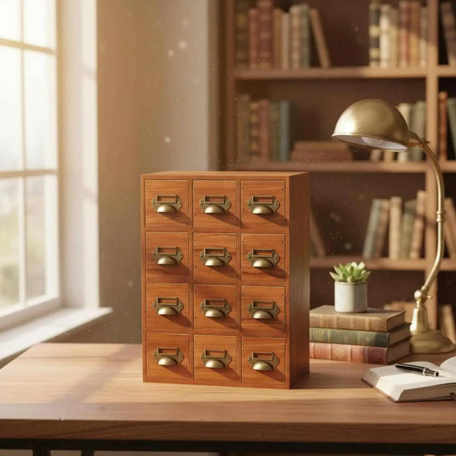 Desk Drawer Cabinet Japanese styled Wooden Drawer Organizer Wood Wooden Desk Cabinet for Journal Fans, Crafters, Study Room