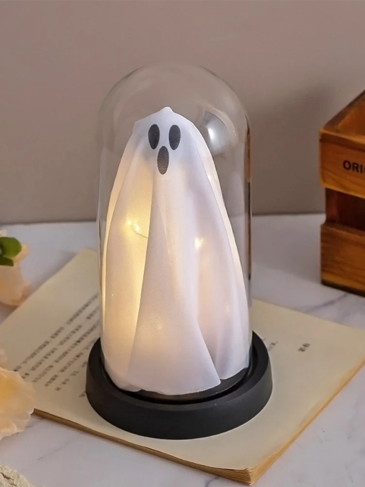 ديكور الهالوين، شبح لطيف مع ضوء زينة الهالوين، ضوء ليلي لشبح الهالوين الداخلي لديكور حفلات المنزل على الطاولة #6