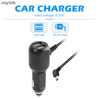 Hot Sale Car DVR Camera Charger Wear-resistant For Anytek Car DVR Camera Curved Mini USB Charger 2 Port USB Car Phone Charger