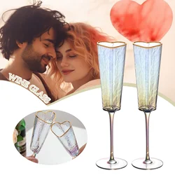 2Pcs/set Champagne Glasses,Household Stylish Wine Cups for Wedding Party Supplies,Heart Shaped Drinking Cup for Valentine's Day