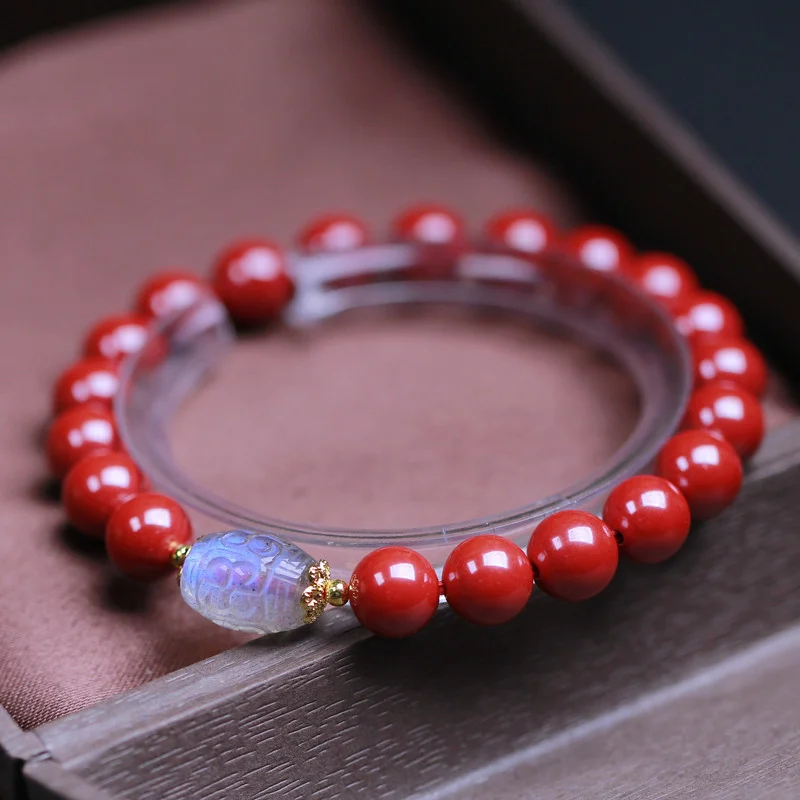 Natural cinnabar Bracelet moonstone accessories transfer beads Bracelet fashion ceremony men's and women's jewelry gift