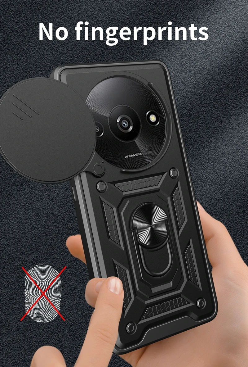 Slide Camera Lens Shockproof Armor Case For Xiaomi Redmi A3 A2 A1 4G Car Magnetic Holder Ring Protection Cover