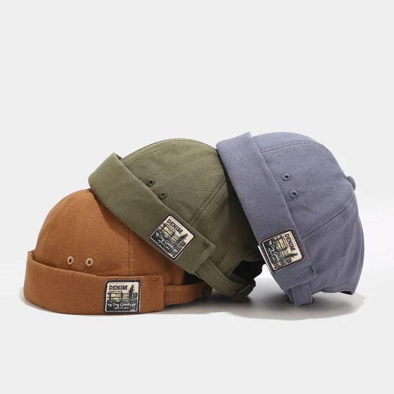 Women Trendy Spring New Retro Brimless Skull Cap Korean Versatile Mandarin Hat Men Street Hip Hop Yuppie Cap