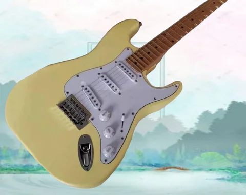 2026 HOT Yellow Cream Malmsteen Guitar Brass Nut Big Headstock Scalloped Fingerboard