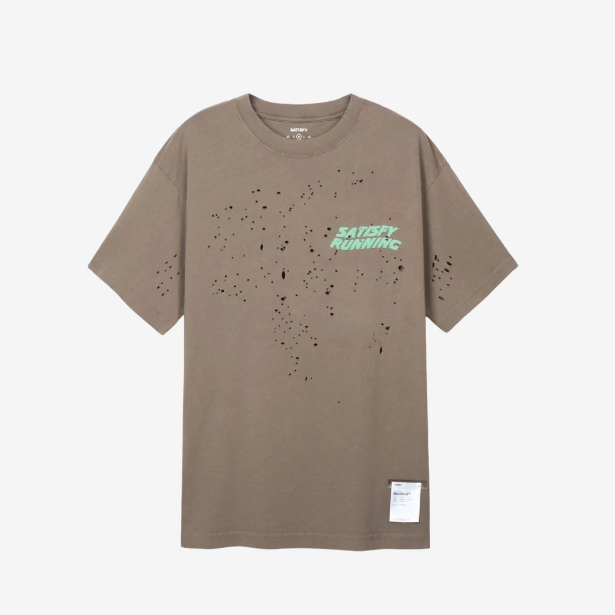 

High Version Satisf 25SS T-irt ort Sve Lettering Worn Hole Breathable Tear Youth Faion Summer Casual round Ne