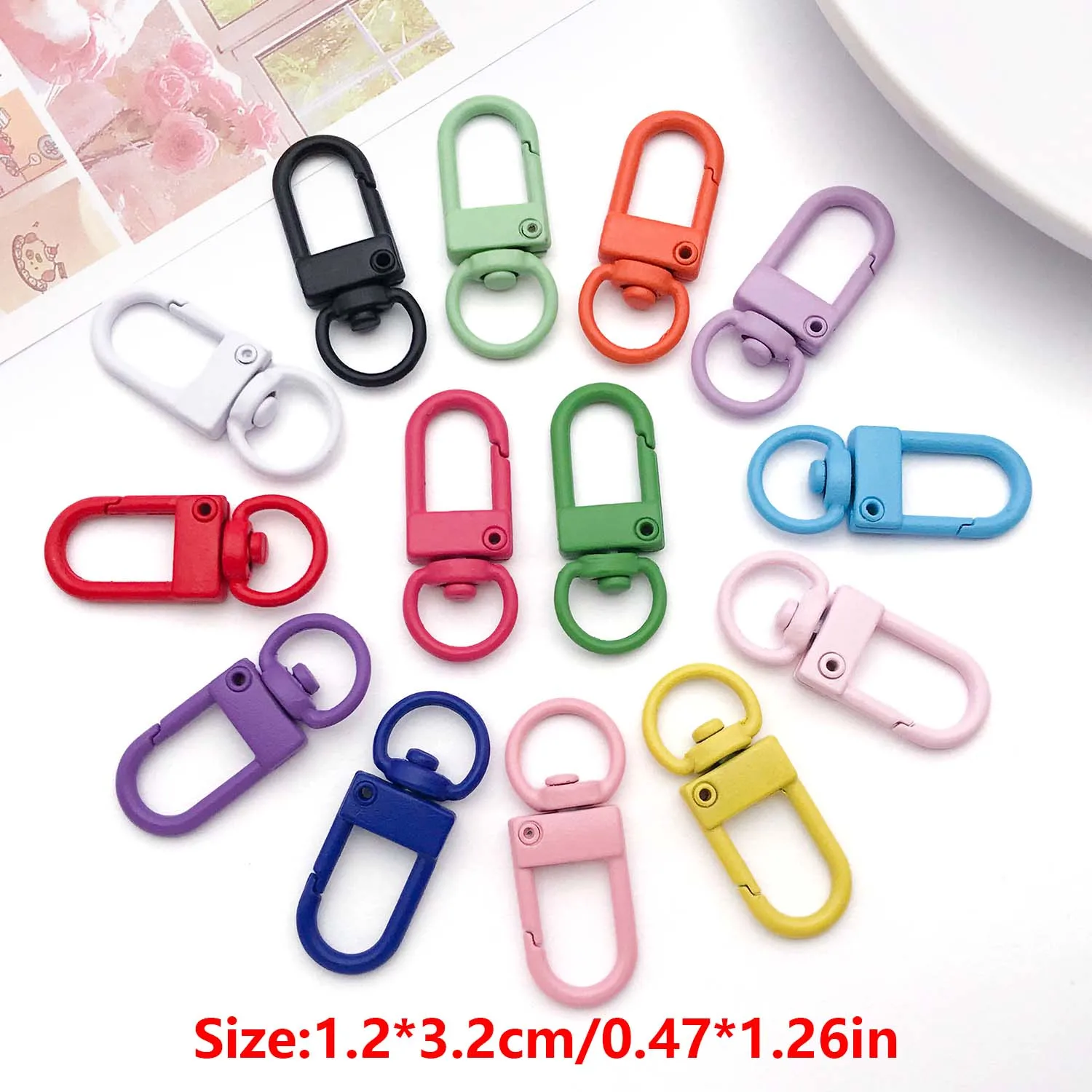 20pcs 12*32mm Colorful Swivel Dog Buckle Door Buckle Alloy Lobster Clasps, Keychains for DIY Jewelry Making Accessories image 2