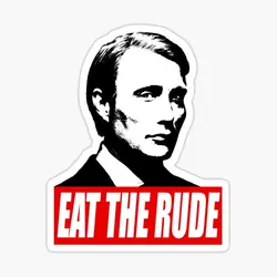 Eat The Rude Hannibal Dark Background  5PCS Stickers for Decor  Art Funny Living Room Background Bumper Luggage Cartoon Anime