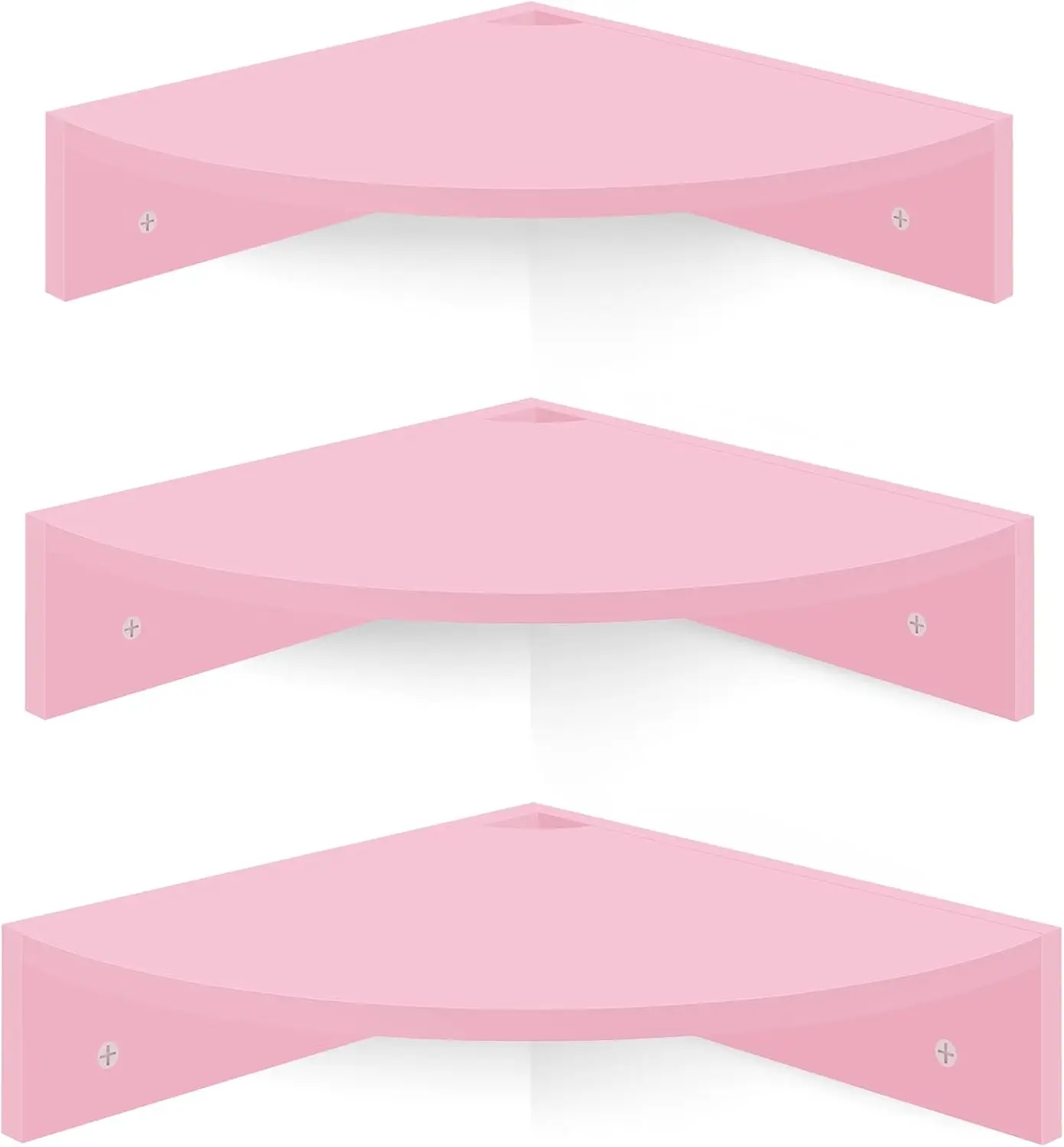 Corner Shelf Wall Mount, Set  3 Corner Floating Shelves with Cable Hole, 3 Tier Wood Corner Hanging Shelves...