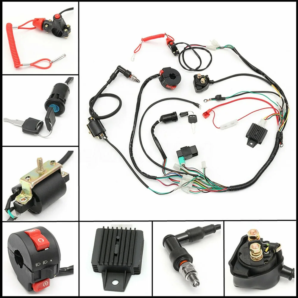 Motorcycle CDI Wiring Harness Loom Solenoid Ignition Coil Rectifier for 50cc 110cc 125cc PIT Quad Dirt Bike ATV Motorcycle Parts