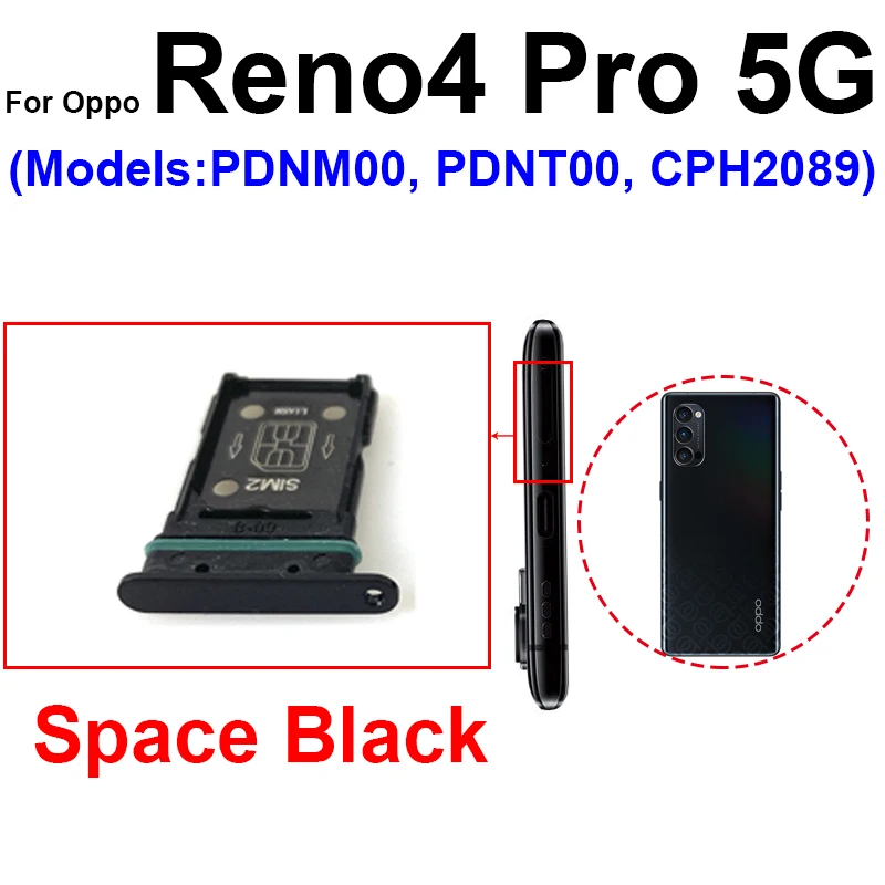 For OPPO Reno 4 4 Pro 4SE 4Z 5G SIM Card Tray SIM Card Socket Card Reader Holder Slot Repair Parts